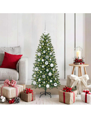 Albero di Natale artificiale con 150 LED Verde 120 cm PE e PVC