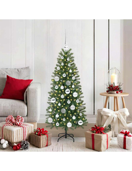 Albero di Natale artificiale con 150 LED Verde 120 cm PE e PVC