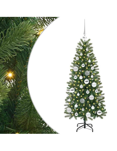 Albero di Natale artificiale con 150 LED Verde 120 cm PE e PVC