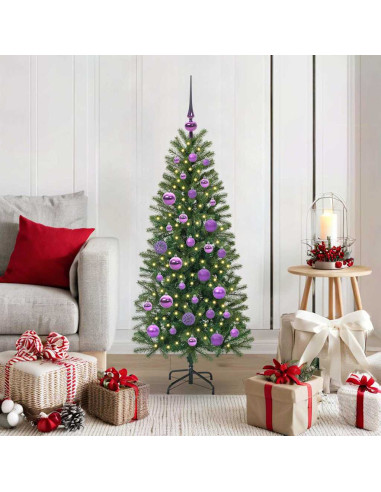 Albero di Natale artificiale con 150 LED Verde 120 cm PE e PVC