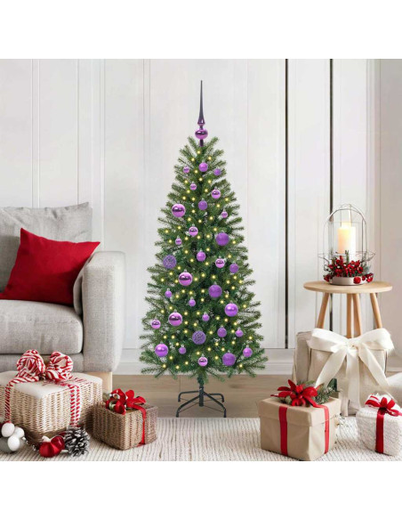 Albero di Natale artificiale con 150 LED Verde 120 cm PE e PVC