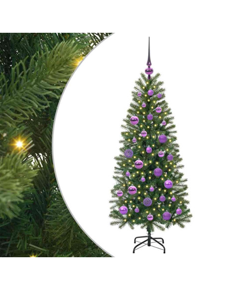 Albero di Natale artificiale con 150 LED Verde 120 cm PE e PVC