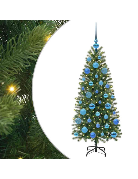Albero di Natale artificiale con 150 LED Verde 120 cm PE e PVC