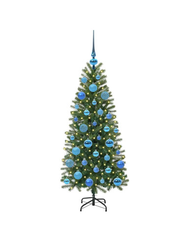 Albero di Natale artificiale con 150 LED Verde 120 cm PE e PVC