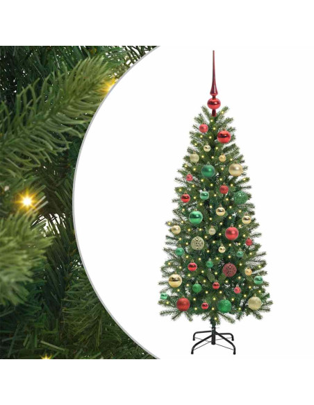 Albero di Natale artificiale con 150 LED Verde 120 cm PE e PVC