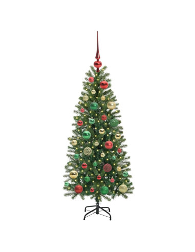 Albero di Natale artificiale con 150 LED Verde 120 cm PE e PVC