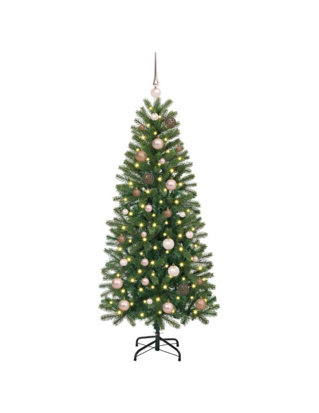 Albero di Natale artificiale con 150 LED Verde 150 cm PE e PVC
