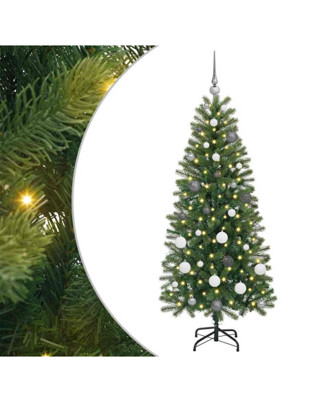 Albero di Natale artificiale con 150 LED Verde 150 cm PE e PVC