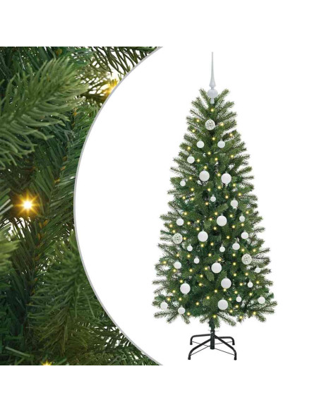 Albero di Natale artificiale con 150 LED Verde 150 cm PE e PVC
