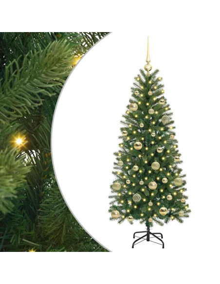 Albero di Natale artificiale con 150 LED Verde 150 cm PE e PVC