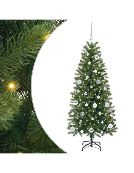 Albero di Natale artificiale con 150 LED Verde 150 cm PE e PVC