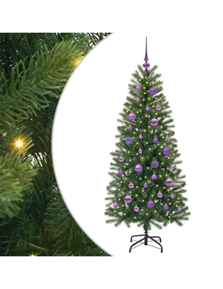 Albero di Natale artificiale con 150 LED Verde 150 cm PE e PVC