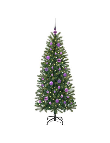 Albero di Natale artificiale con 150 LED Verde 150 cm PE e PVC