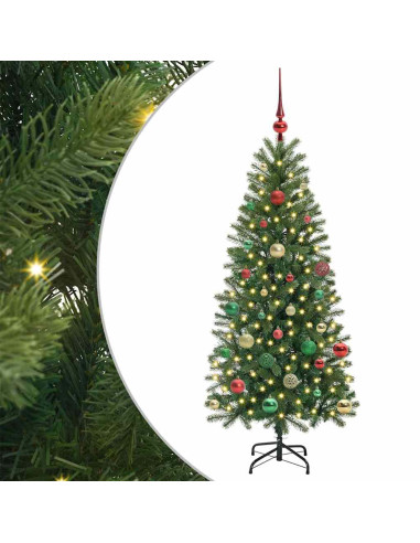 Albero di Natale artificiale con 150 LED Verde 150 cm PE e PVC