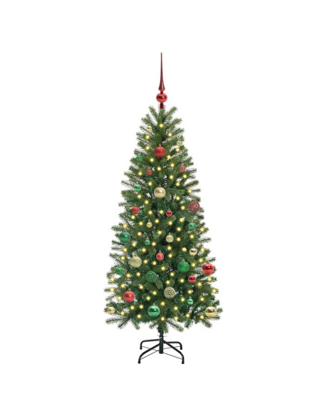 Albero di Natale artificiale con 150 LED Verde 150 cm PE e PVC