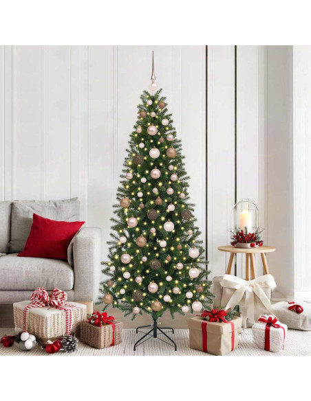 Albero di Natale artificiale con 300 LED Verde 180 cm PE e PVC