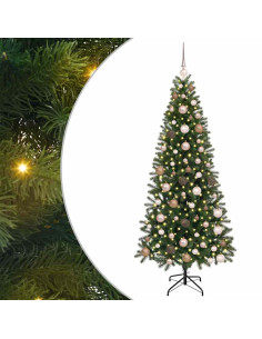 Albero di Natale artificiale con 300 LED Verde 180 cm PE e PVC 2