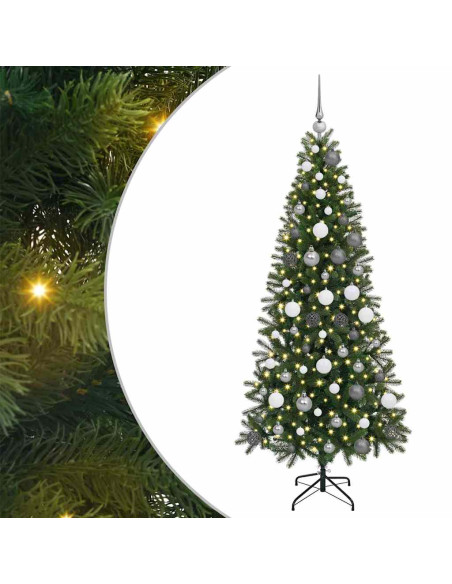 Albero di Natale artificiale con 300 LED Verde 180 cm PE e PVC
