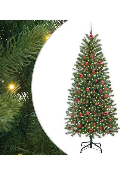 Albero di Natale artificiale con 300 LED Verde 180 cm PE e PVC