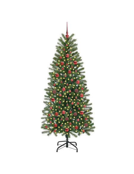 Albero di Natale artificiale con 300 LED Verde 180 cm PE e PVC