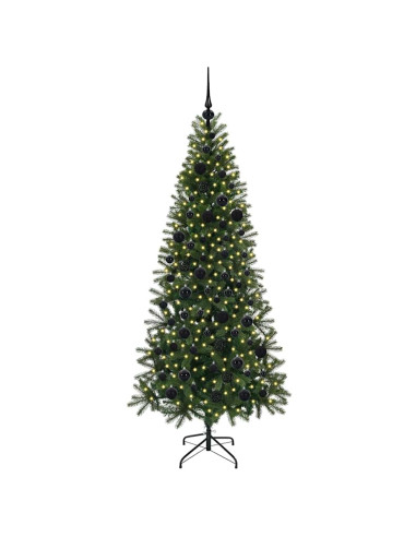 Albero di Natale artificiale con 300 LED Verde 180 cm PE e PVC
