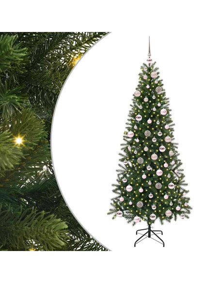 Albero di Natale artificiale con 300 LED Verde 180 cm PE e PVC