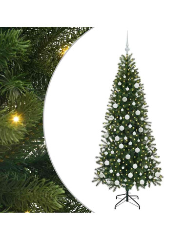 Albero di Natale artificiale con 300 LED Verde 180 cm PE e PVC