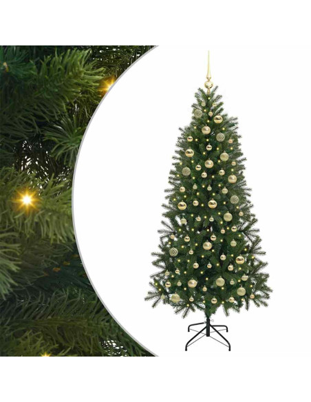 Albero di Natale artificiale con 300 LED Verde 180 cm PE e PVC