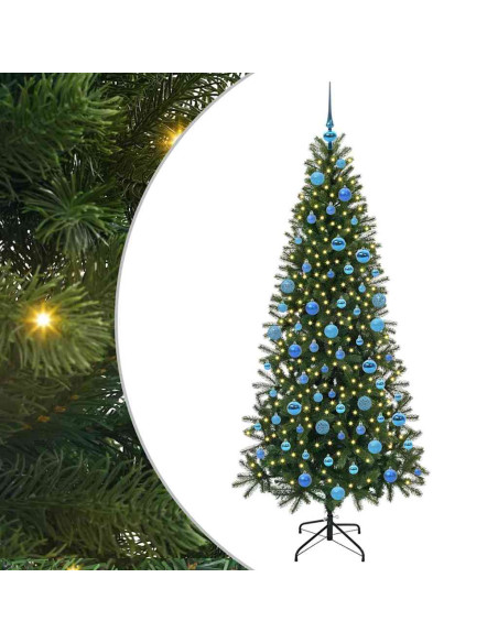Albero di Natale artificiale con 300 LED Verde 180 cm PE e PVC