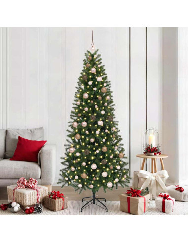 Albero di Natale artificiale con 300 LED Verde 210 cm PE e PVC
