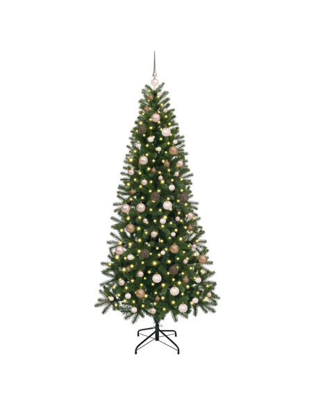 Albero di Natale artificiale con 300 LED Verde 210 cm PE e PVC