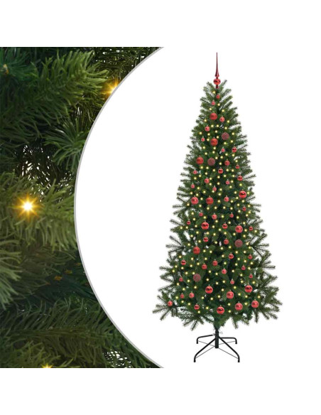 Albero di Natale artificiale con 300 LED Verde 210 cm PE e PVC