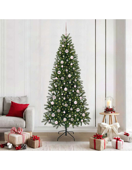 Albero di Natale artificiale con 300 LED Verde 210 cm PE e PVC
