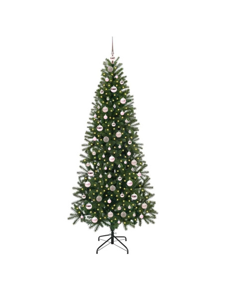 Albero di Natale artificiale con 300 LED Verde 210 cm PE e PVC