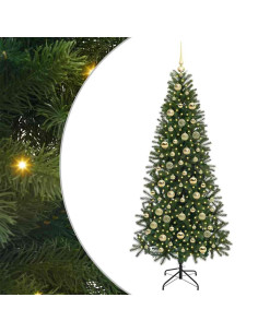 Albero di Natale artificiale con 300 LED Verde 210 cm PE e PVC 2