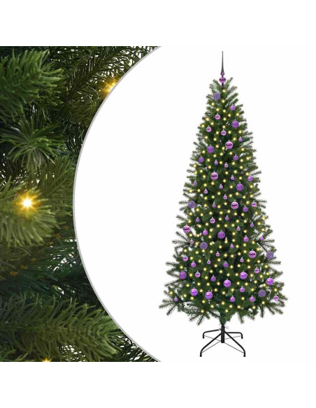 Albero di Natale artificiale con 300 LED Verde 210 cm PE e PVC