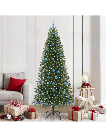 Albero di Natale artificiale con 300 LED Verde 210 cm PE e PVC
