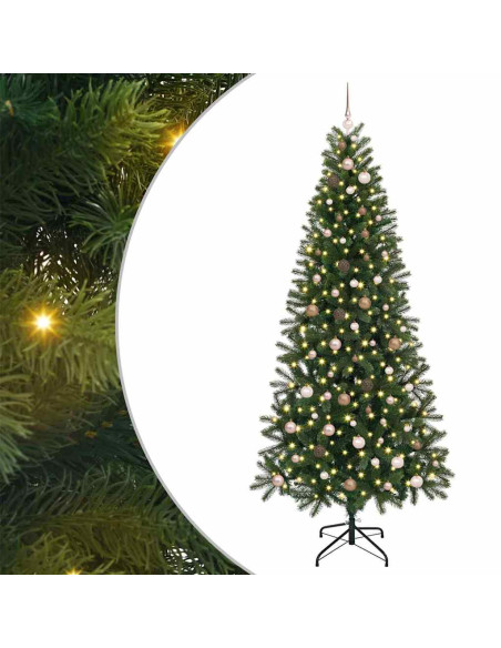 Albero di Natale artificiale con 300 LED Verde 240 cm PE e PVC