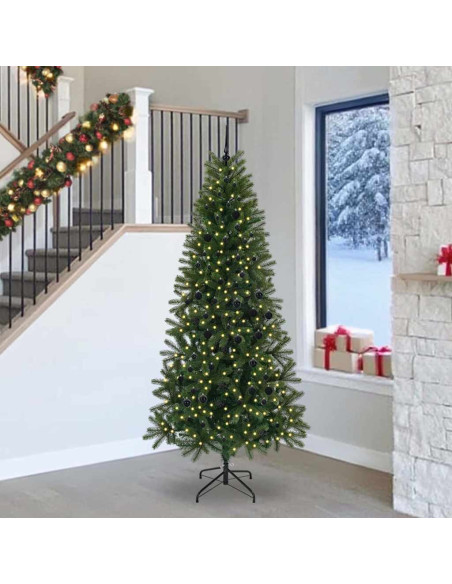 Albero di Natale artificiale con 300 LED Verde 240 cm PE e PVC