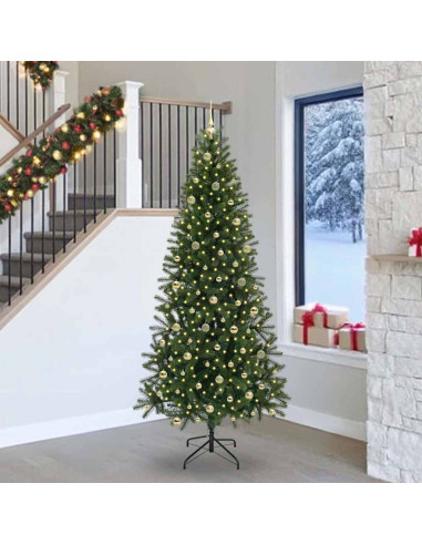 Albero di Natale artificiale con 300 LED Verde 240 cm PE e PVC