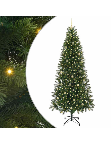 Albero di Natale artificiale con 300 LED Verde 240 cm PE e PVC