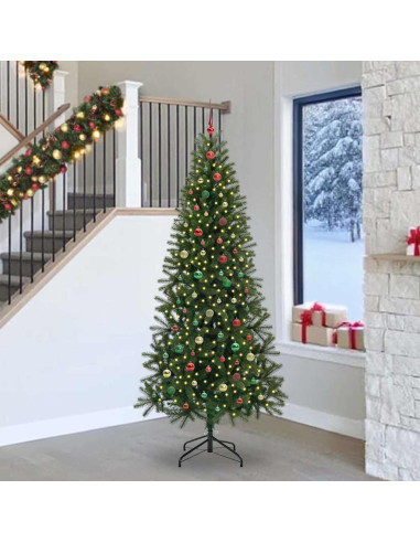 Albero di Natale artificiale con 300 LED Verde 240 cm PE e PVC