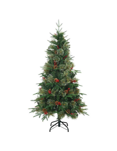 Albero di Natale Artificiale con Rami Pieghevoli Verde 150 cm