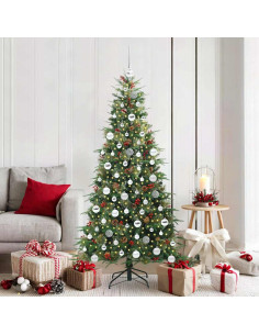 Albero di Natale Artificiale con Rami Pieghevoli Verde 180 cm 2