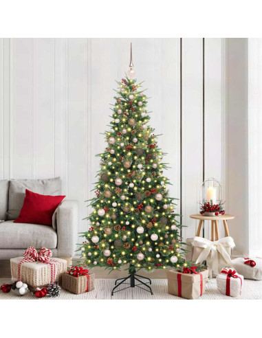 Albero di Natale Artificiale con Rami Pieghevoli Verde 210 cm