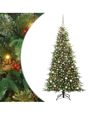 Albero di Natale Artificiale con Rami Pieghevoli Verde 210 cm