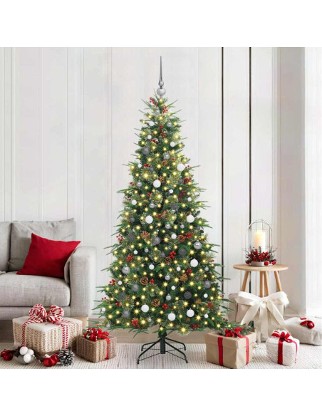 Albero di Natale Artificiale con Rami Pieghevoli Verde 210 cm