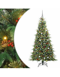 Albero di Natale Artificiale con Rami Pieghevoli Verde 210 cm 2