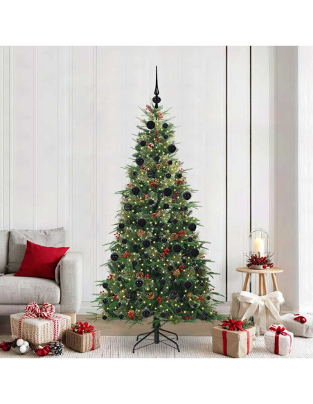 Albero di Natale Artificiale con Rami Pieghevoli Verde 210 cm