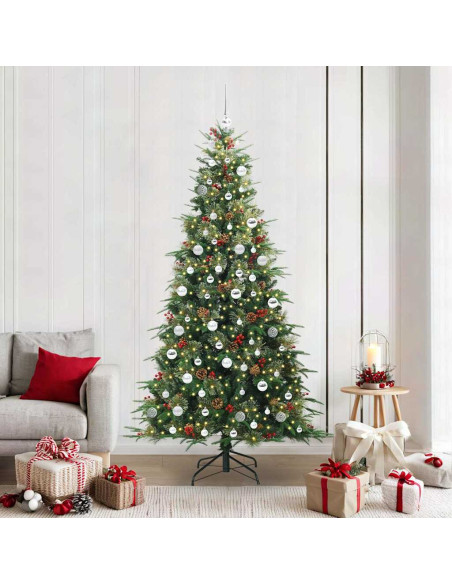 Albero di Natale Artificiale con Rami Pieghevoli Verde 210 cm